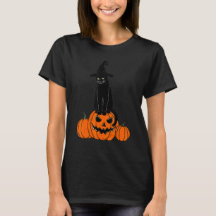 Vintage Scary Halloween Black Cat Costume Witch Ha T-Shirt