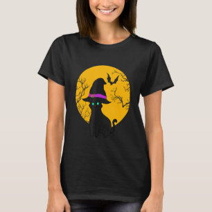 Vintage Scary Halloween Black Cat Costume Witch Ha T-Shirt