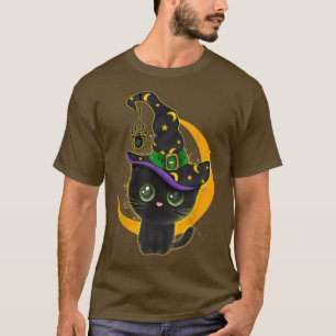 Vintage Scary Halloween Black Cat Costume Witch Ha T-Shirt