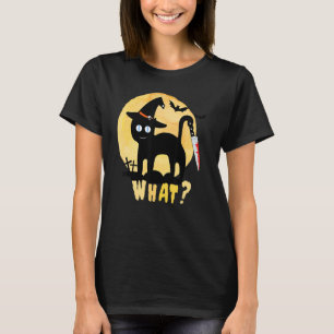 Vintage scary halloween black cat costume witch ha T-Shirt