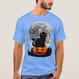 Vintage Scary Halloween Black Cat Costume Witch Ha T-Shirt