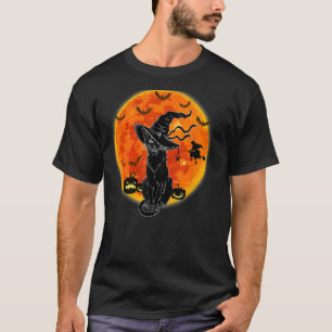 Vintage Scary Halloween Black Cat Costume Witch Ha T-Shirt