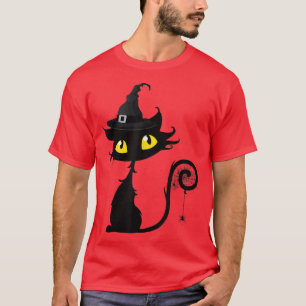 Vintage Scary Halloween Black Cat Costume Witch Ha T-Shirt