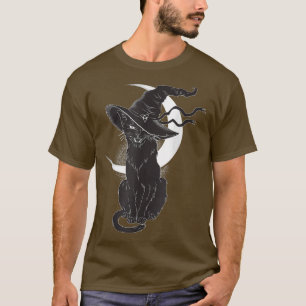 Vintage Scary Halloween Black Cat Costume Witch Ha T-Shirt