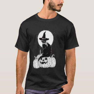 Vintage Scary Halloween Black Cat Costume Witch Ha T-Shirt