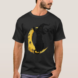 Vintage Scary Halloween Black Cat Costume Witch Ha T-Shirt