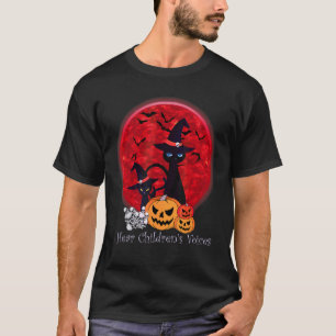 Vintage Scary Halloween Black Cat Witch Fall Seaso T-Shirt
