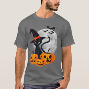 Vintage Scary Halloween Costume Black Cat Witch Ha T-Shirt