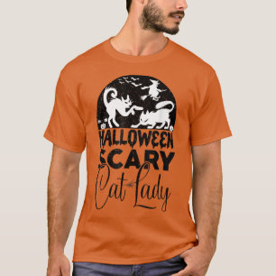 Vintage Scary Halloween Costume Scary Cat Lady Wit T-Shirt