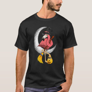 Vintage Scary Halloween Flamingo Costume Witch Hat T-Shirt