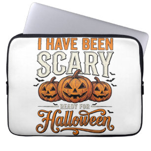 Vintage Scary Halloween Pumpkin Shirt Design_1 Laptop Sleeve