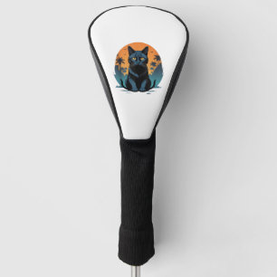 Vintage Scary Halloween Retro Black Cat Costume fo Golf Head Cover
