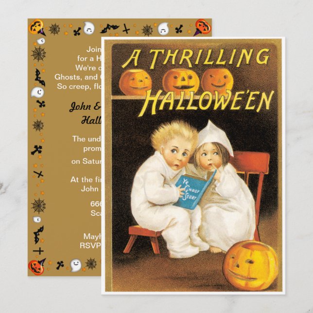 Vintage Scary Halloween Stories Invitation (Front/Back)