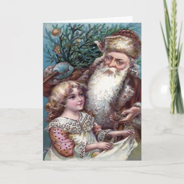 Vintage Scary Santa Holiday Card (Front)