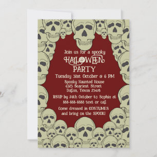 Vintage Scary Skull Halloween Party Invitation