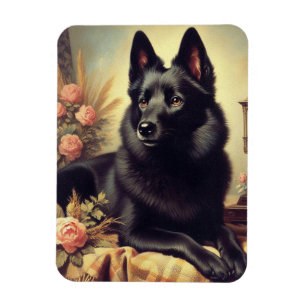Vintage Schipperke Dog Painting Magnet