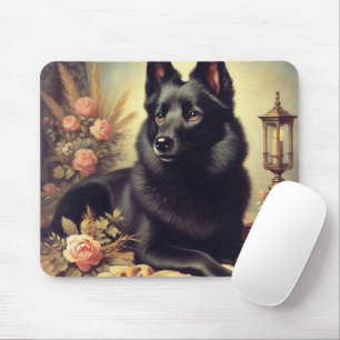 Vintage Schipperke Dog Painting Mouse Pad