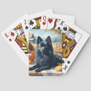 Vintage Schipperke Puppy Painting Playing Cards