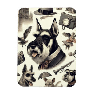 Vintage Schnauzer Illustration Magnet