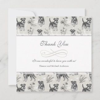 Vintage Schnauzer Lover French Toile de Jouy Thank You Card