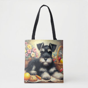 Vintage Schnauzer Painting Tote Bag