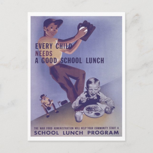 Vintage School Lunch Program Promotion 1941 Postcard (Front)