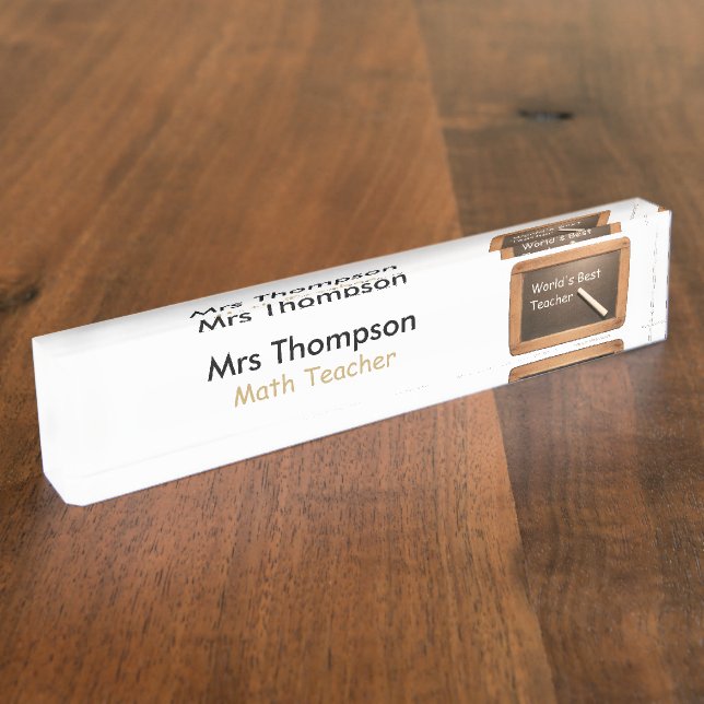 Vintage School Slate  Personalised Name Desk Plate (Side)