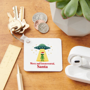 Vintage Sci Fi Alien Christmas UFO For Santa Fans Key Ring
