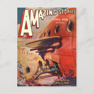 Vintage Sci Fi book cover art Robot World 1936 Postcard