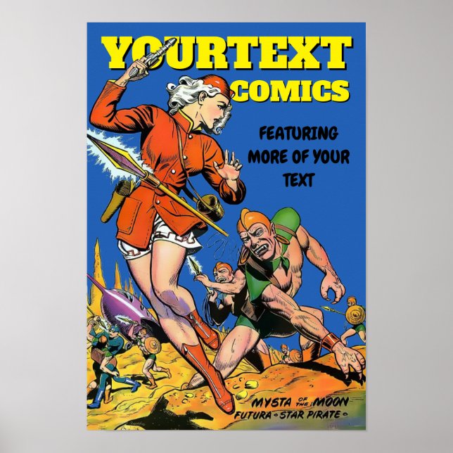 Vintage Sci-Fi Comics Cover Art Woman Template Poster (Front)