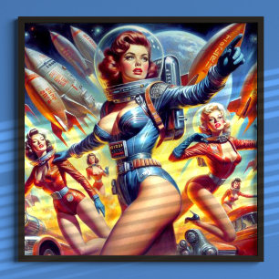 Vintage Sci-Fi Girls Poster
