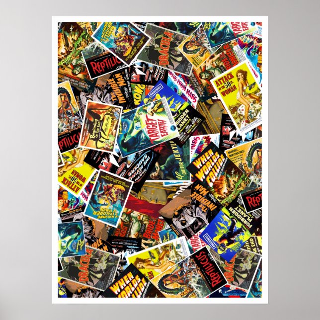 Vintage Sci-Fi & Horror Movie Poster Collage (Front)