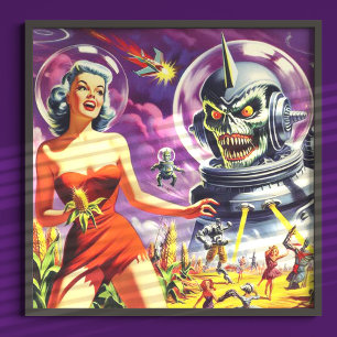 Vintage Sci-Fi Pin Up Poster