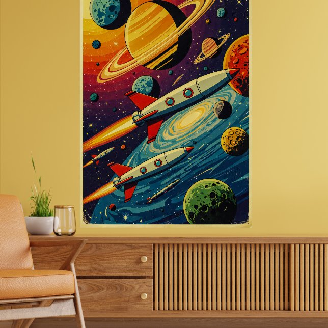 Vintage Sci-Fi Space Poster – Cosmic Adventure Des (Living Room 2)