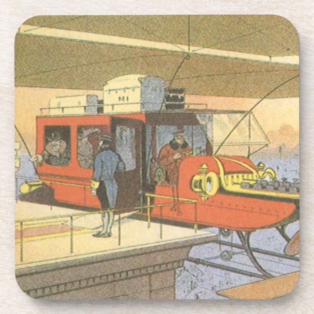 Vintage Science Fiction Aeroplane Helicopter Limo Coaster (Front)
