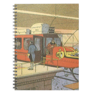 Vintage Science Fiction Aeroplane Helicopter Limo Spiral Notebook