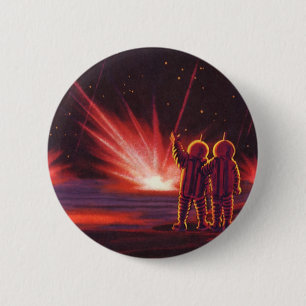 Vintage Science Fiction Alien Red Planet Explosion 6 Cm Round Badge