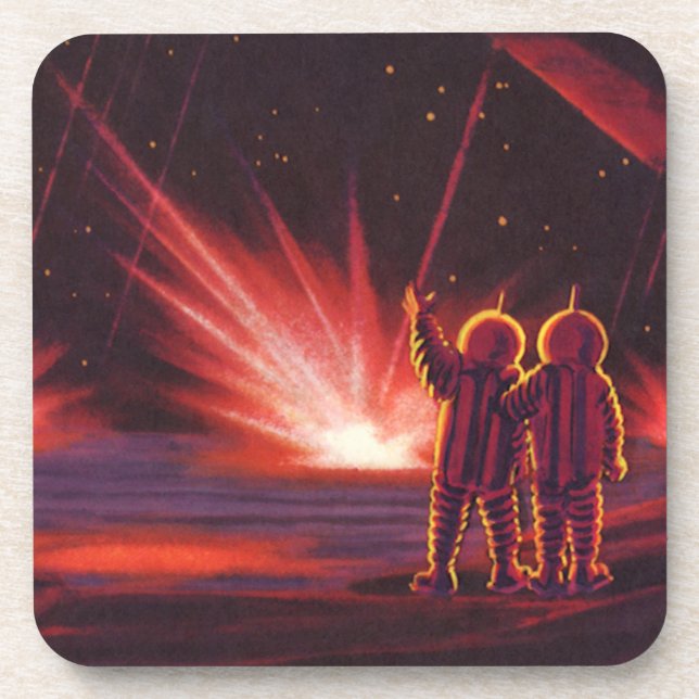 Vintage Science Fiction Alien Red Planet Explosion Coaster (Front)