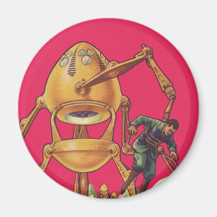 Vintage Science Fiction Alien Robot Captures Man Magnet