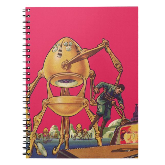 Vintage Science Fiction Alien Robot Captures Man Notebook (Front)
