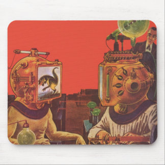 Vintage Science Fiction, Alien Steam Punk Helmets Mouse Pad