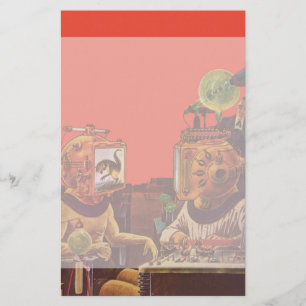 Vintage Science Fiction, Alien Steam Punk Helmets Stationery