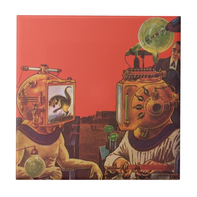 Vintage Science Fiction, Alien Steam Punk Helmets Tile (Front)