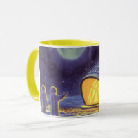 Vintage Science Fiction Aliens on Blue Planet Moon