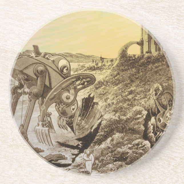 Vintage Science Fiction Aliens Planet Construction Coaster (Front)