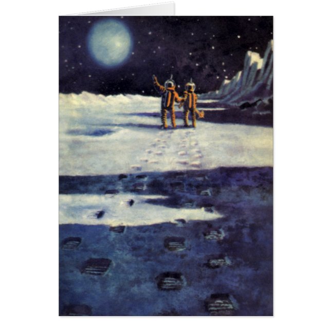 Vintage Science Fiction Astronaut Aliens on Moon (Front)