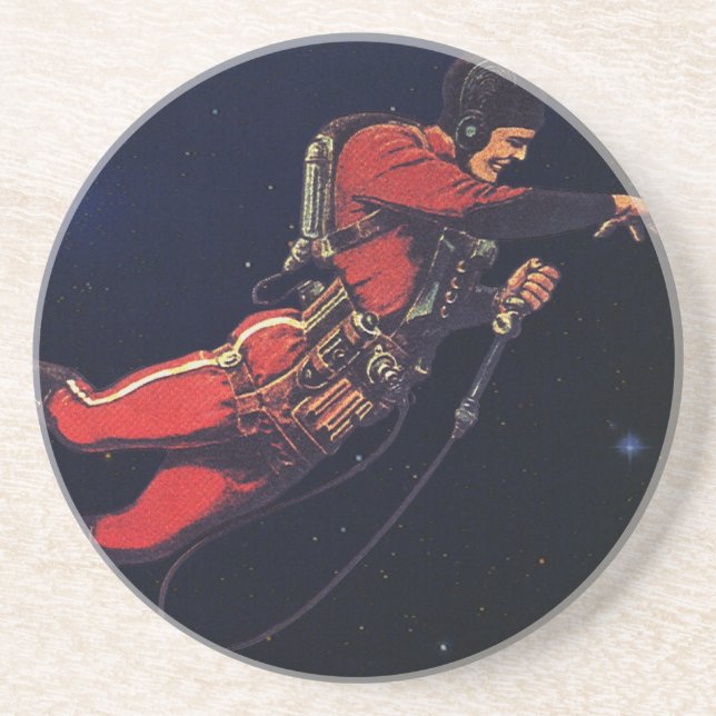 Vintage Science Fiction Astronaut in Outer Space Coaster (Front)