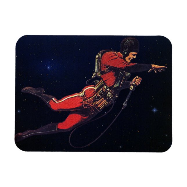 Vintage Science Fiction Astronaut in Outer Space Magnet (Horizontal)