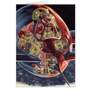 Vintage Science Fiction Astronaut Rocket Spaceship