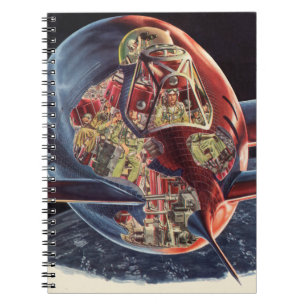 Vintage Science Fiction Astronaut Rocket Spaceship Spiral Notebook